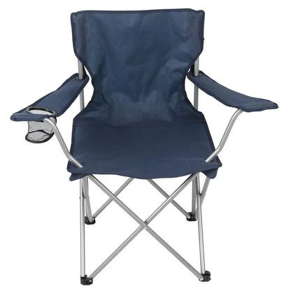 Basic Quad Folding Camp Chair with Cup Holder, Blue, Adult use