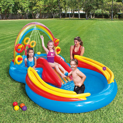 Rainbow Slide Inflatable Pool & Water Slide Ring Center, 9.75 x 6.3 Ft