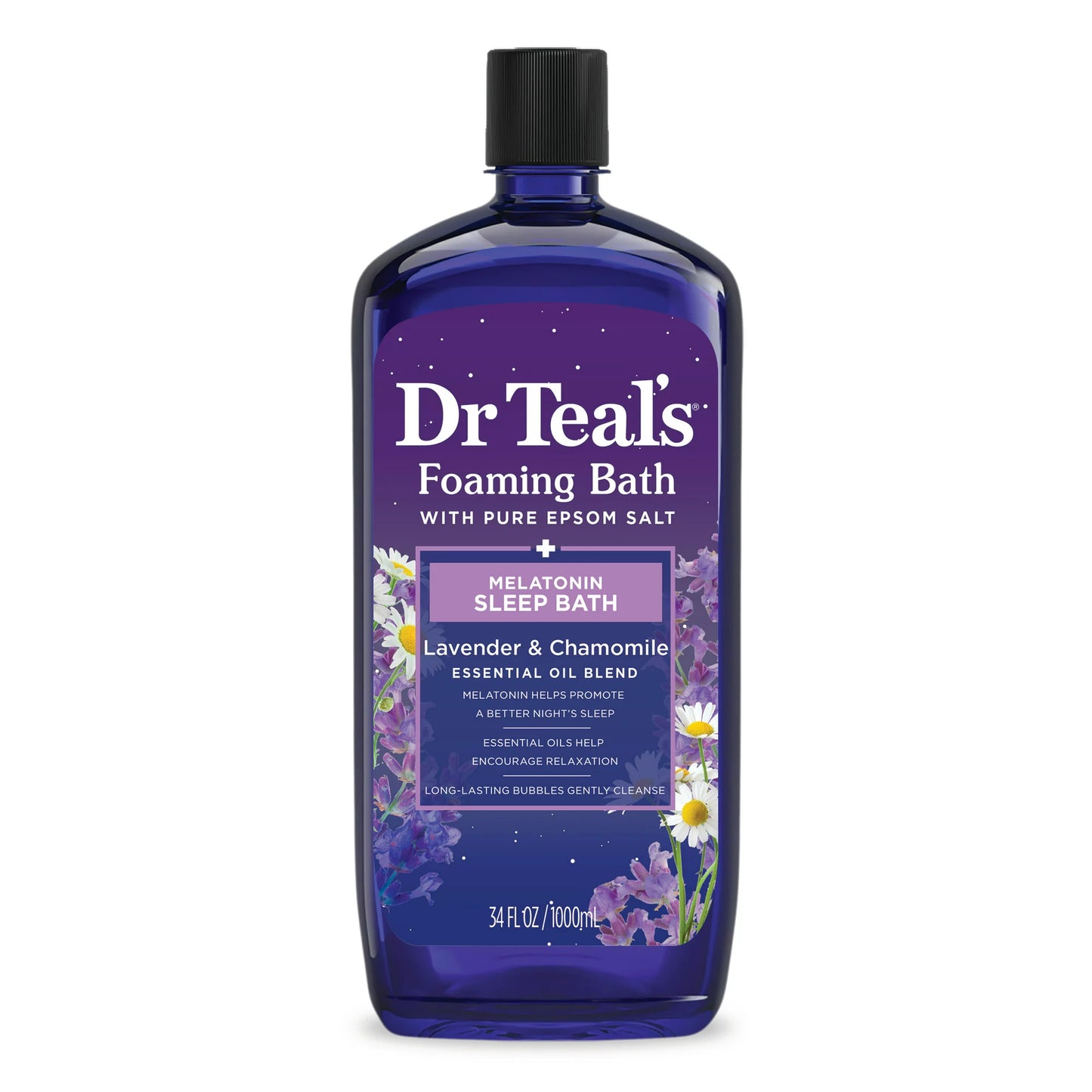 Foaming Bath with Pure Epsom Salt, Sleep Bath with Melatonin & Essential Oils, 34 fl oz.