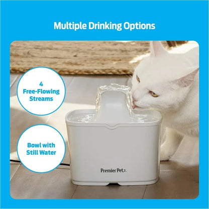 60 oz. Pet Fountain- Automatic water fountain for cats & small dogs, fresh, filtered water, promotes hydration, adjustable water flow, sleek, compact, easy to clean, filters included