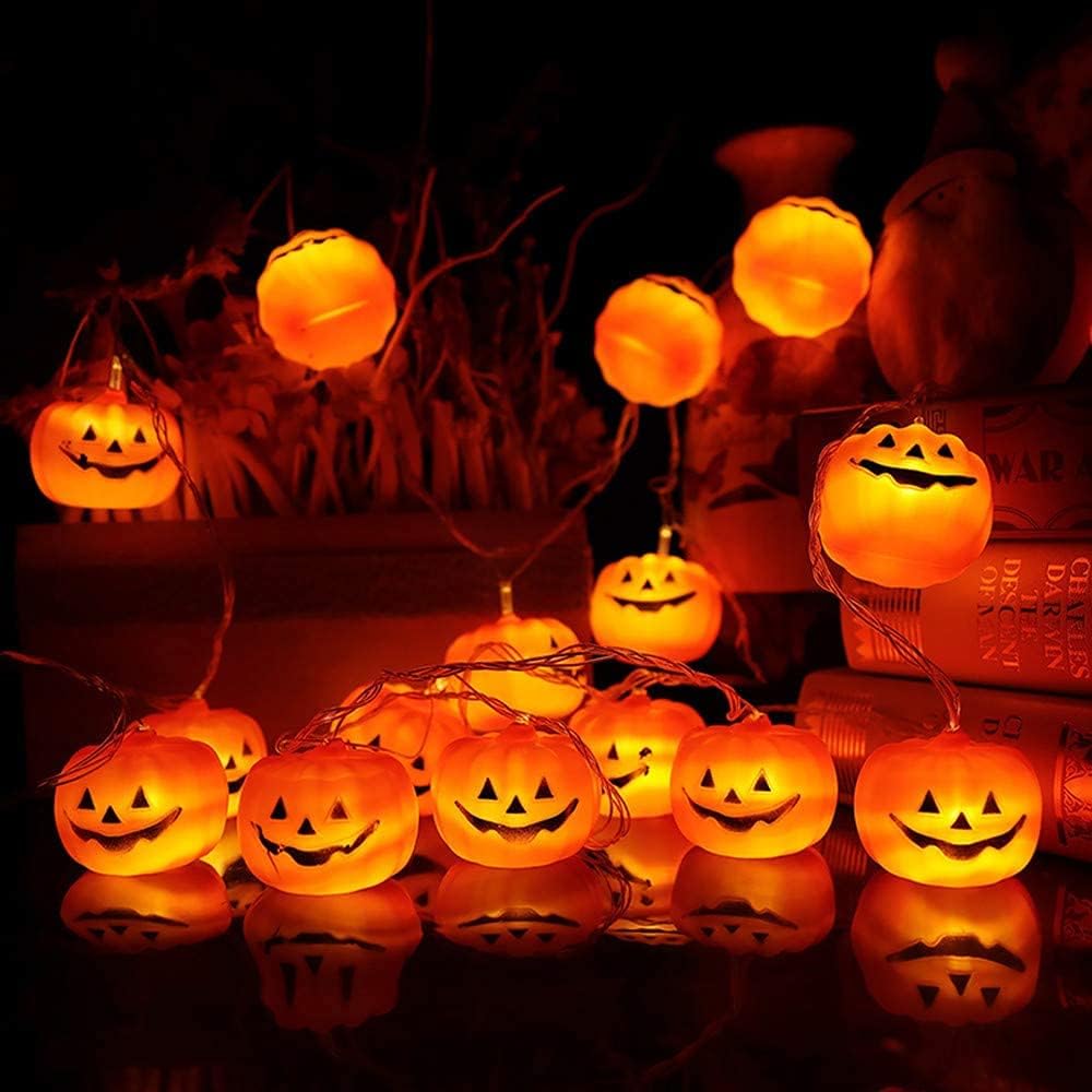 Halloween String Lights, LED Pumpkin Lights, Holiday Lights for Outdoor Decor,2 Modes Steady/Flickering Lights(20 One Pumpkin Lights, 9.8 feet)