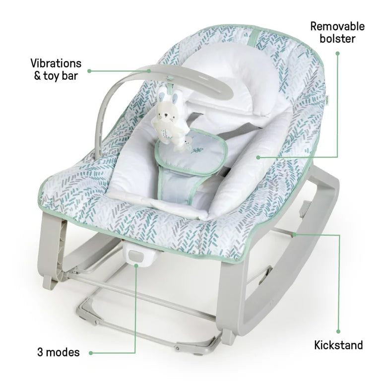 Keep Cozy 3-in-1 Vibrating Baby Bouncer and Rocker, Spruce