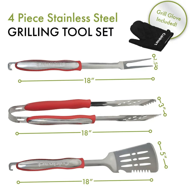 4-Piece Grill Tool Set With Grill Glove - CGS-134