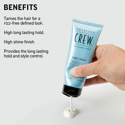 Crew Men's Fiber Cream, Like Hair Gel with Medium Hold & Natural Shine, 3.3 Fl Oz