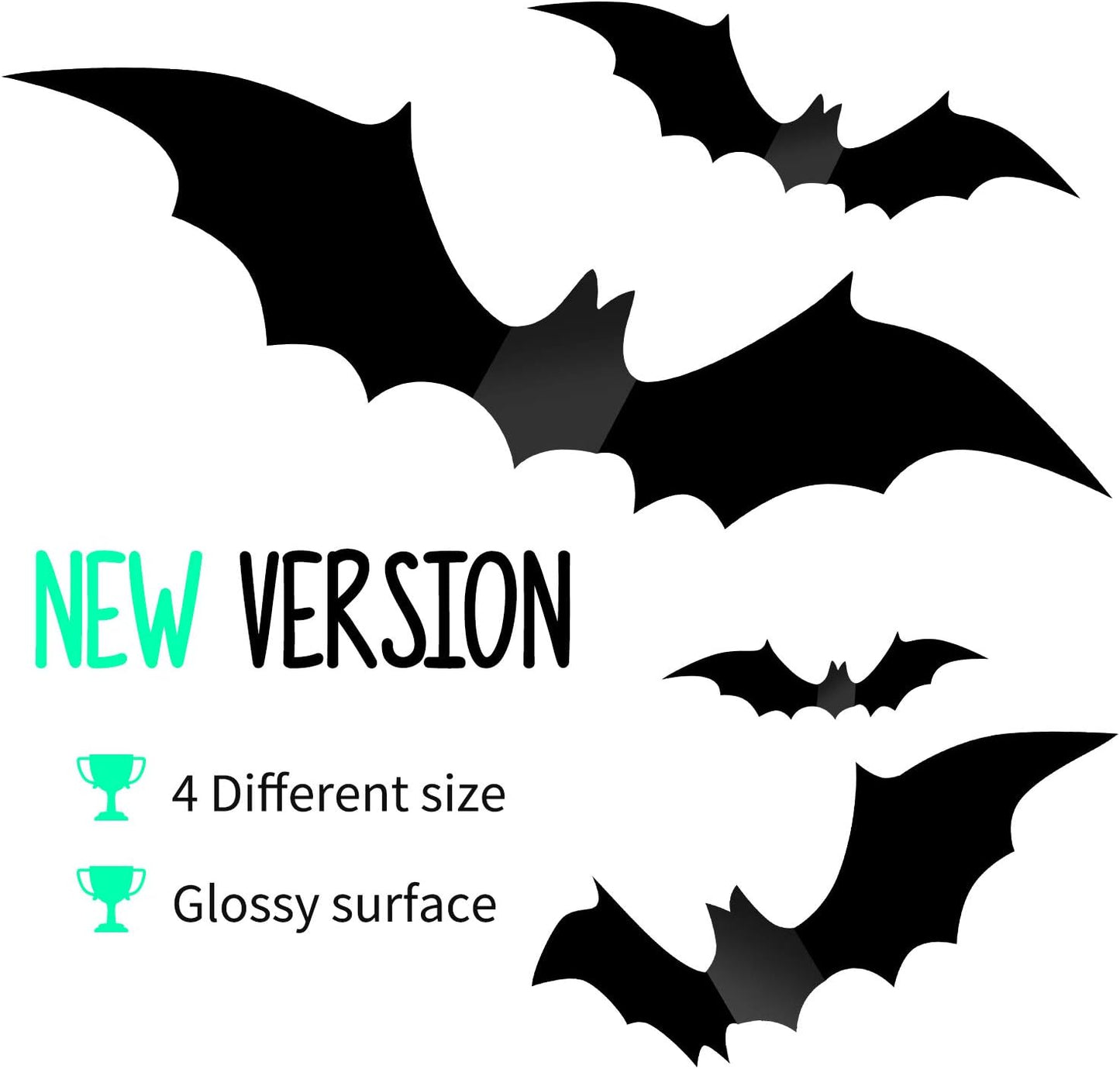 Halloween Decorations - Halloween Party Indoor Outdoor Decor Supplies , 56 PCS Reusable PVC 3D Decorative Scary Bats Wall Stickers Comes with Double Sided Foam Tape