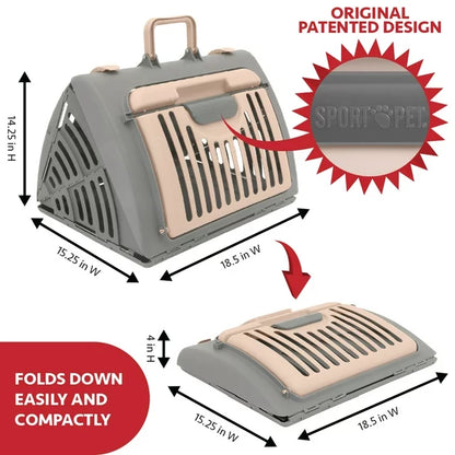 Foldable Plastic Travel Cat Carrier, For Cats 5-25 lb.