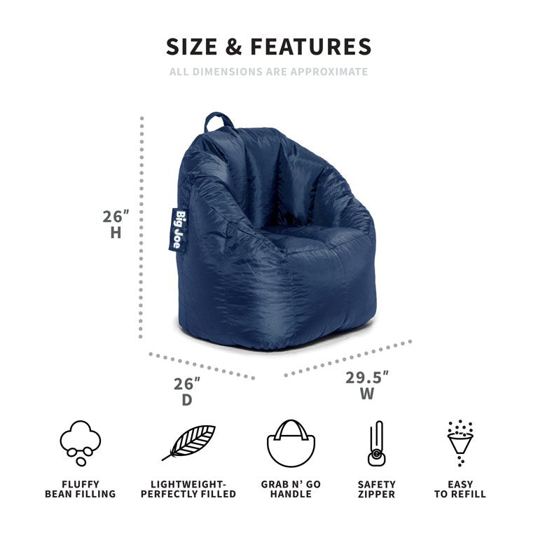 Joey Bean Bag Chair, Smart max, Kids/Teens, 2.5ft, Navy