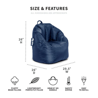 Joey Bean Bag Chair, Smart max, Kids/Teens, 2.5ft, Navy