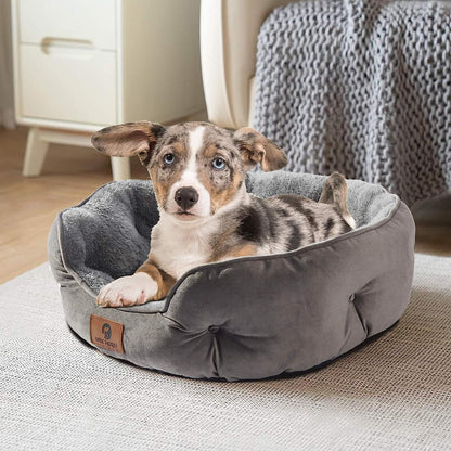 Small Dog Bed for Small Dogs, Cat Beds for Indoor Cats, Pet Bed for Puppy and Kitty, Extra Soft & Machine Washable with Anti-Slip & Water-Resistant Oxford Bottom, Grey, 20 inches