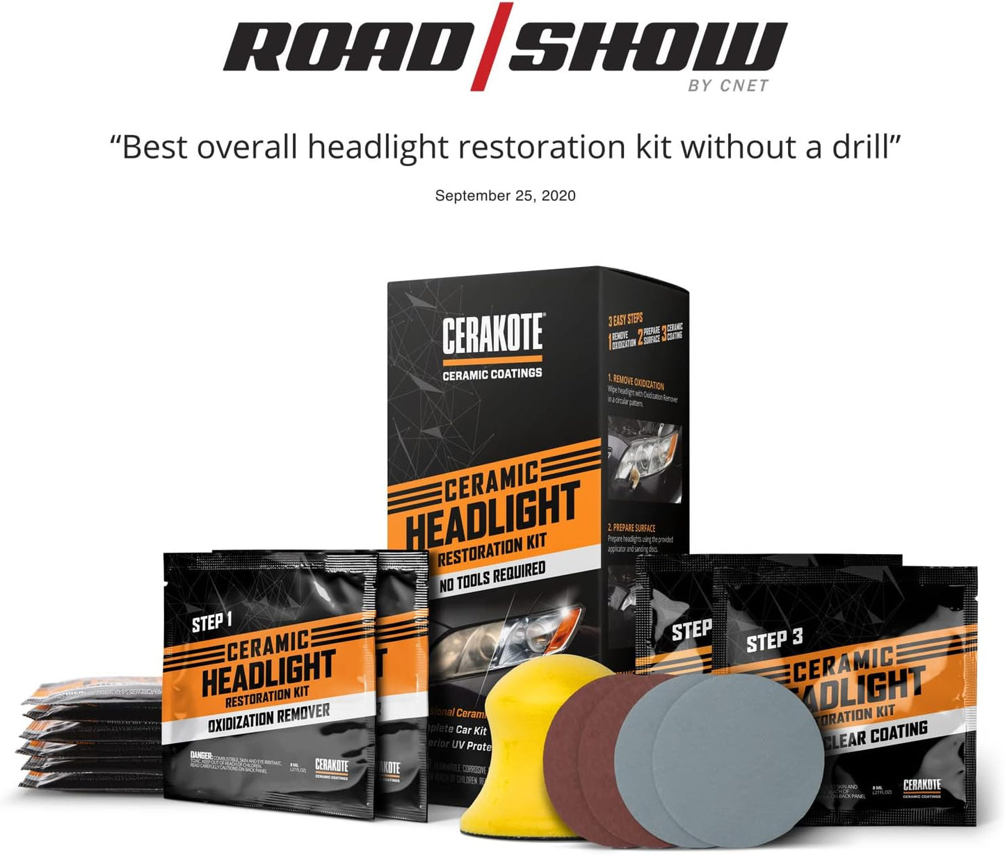 Ceramic Headlight Restoration Kit – Guaranteed To Last As Long As You Own Your Vehicle – Brings Headlights back to Like New Condition - 3 Easy Steps - No Power Tools Required