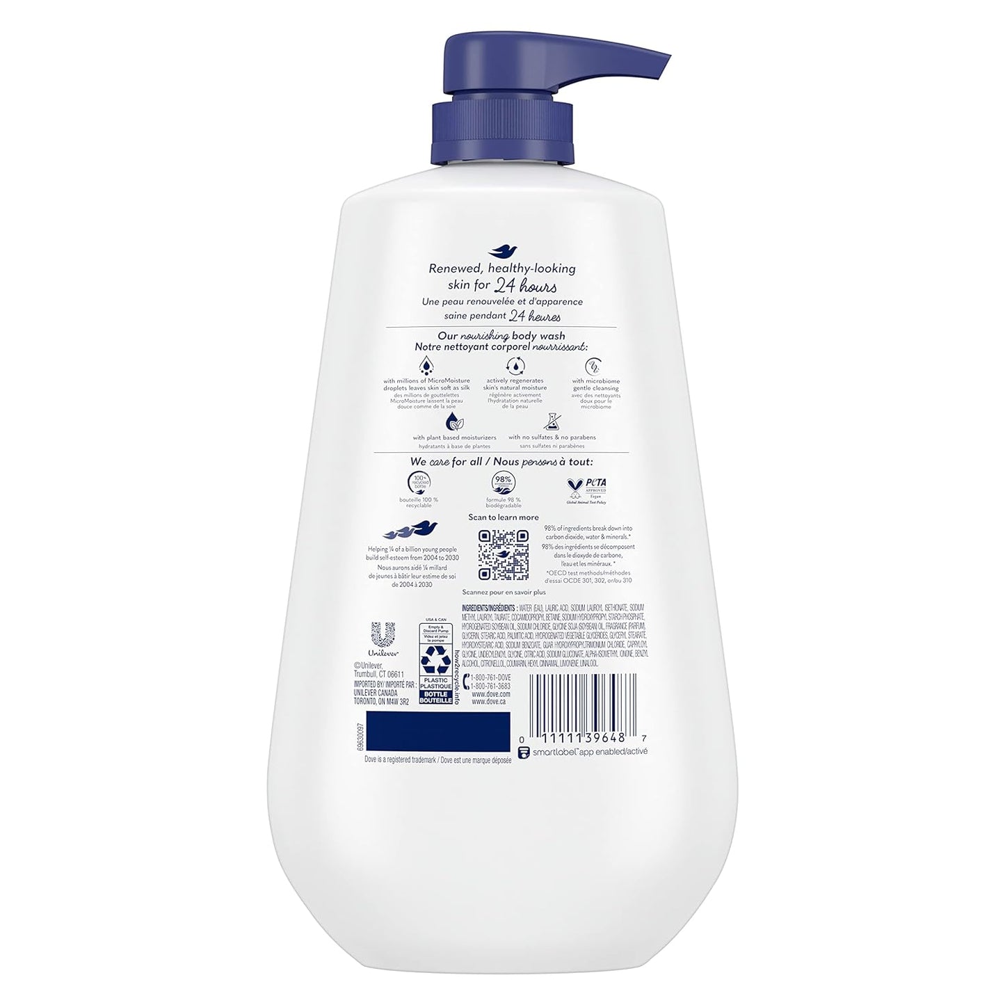 Body Wash with Pump Deep Moisture For Dry Skin Moisturizing Skin Cleanser with 24hr Renewing MicroMoisture Nourishes The Driest Skin 30.6 oz