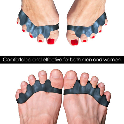 PrimalStep Toe Separators - Doctor Recommended - Correct Foot and Bunion Pain, Plantar Fasciitis - Toe Straightener to Improve Functional Athletic Mobility - Stretches to Fit (S/M)