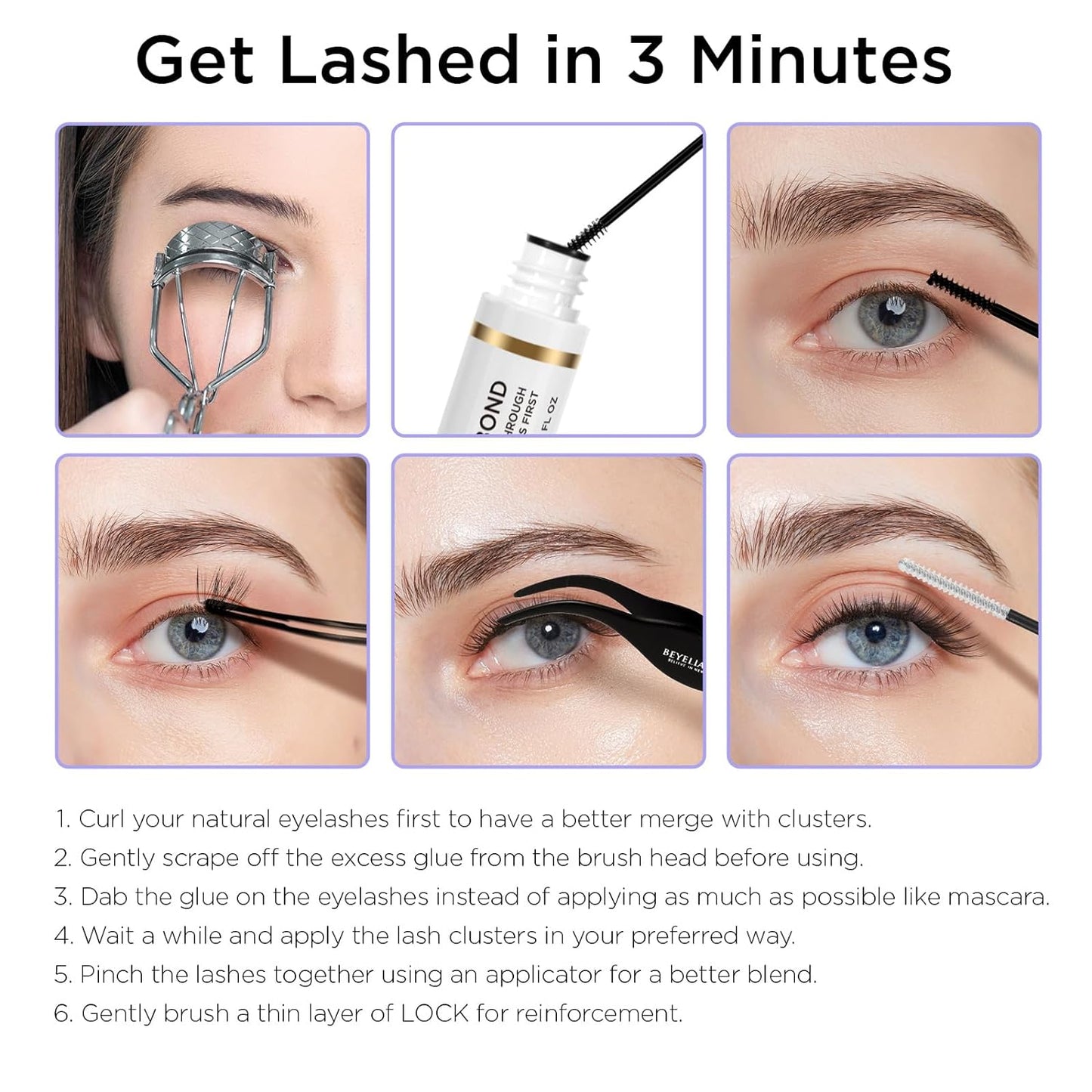 Lash Bond and Seal, Cluster Lash Glue for Individual Cluster Lashes DIY Eyelash Extensions Latex Free Aftercare Sealant with Mascara Wand Super Strong Hold 72 Hours