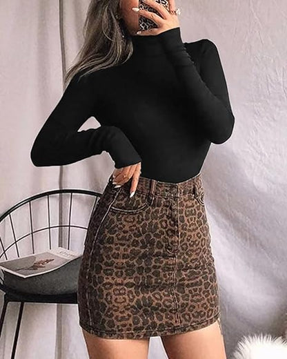 Women's Mock Turtle Neck Long Sleeve Tops Bodysuit Jumpsuit