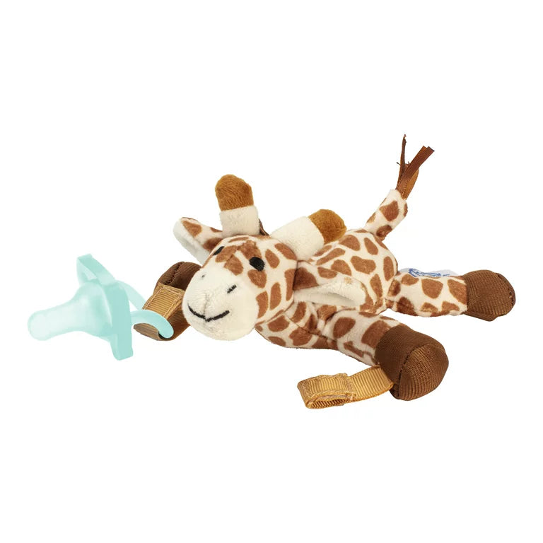 Baby Lovey Pacifier & Teether Holder, Giraffe with Green HappyPaci, 100% Silicone, 0-6 m