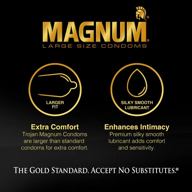 Magnum Large Size Lubricated Condoms - 12 count