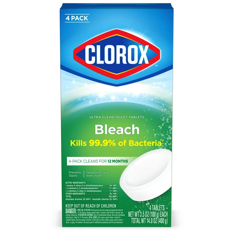 Bleach Automatic Toilet Bowl Cleaner Tablets, 4 Pack