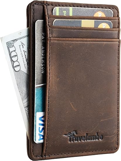 Front Pocket Minimalist Leather Slim Wallet RFID Blocking Medium Size