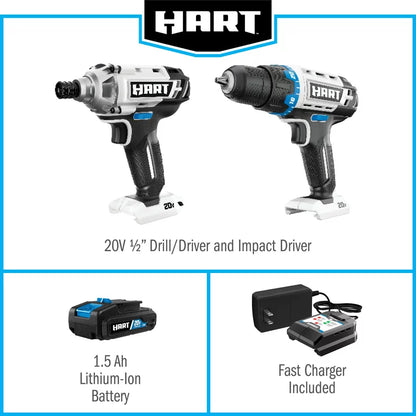 20-Volt Cordless 2-Piece 1/2-inch Drill and Impact Driver Combo Kit (1) 1.5Ah Lithium-Ion Battery