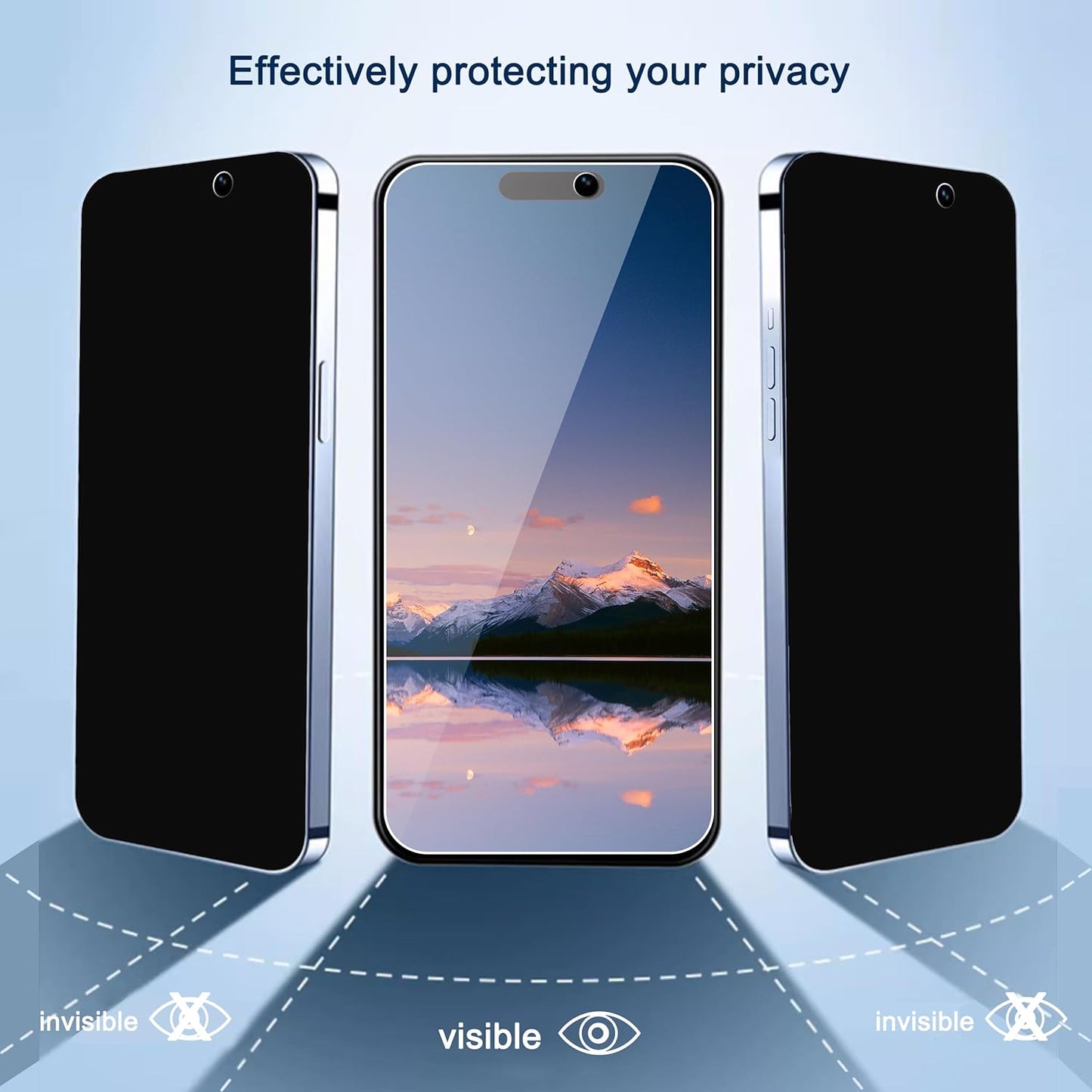 3Pack Privacy Screen Protector for iPhone 15 Pro Max [6.7 inch]+3Pack Camera Lens Protector,Sensor Protection,Dynamic Island Compatible,Anti Spy Tempered Glass[9H Hardness]-HD[Black][6 Pack]