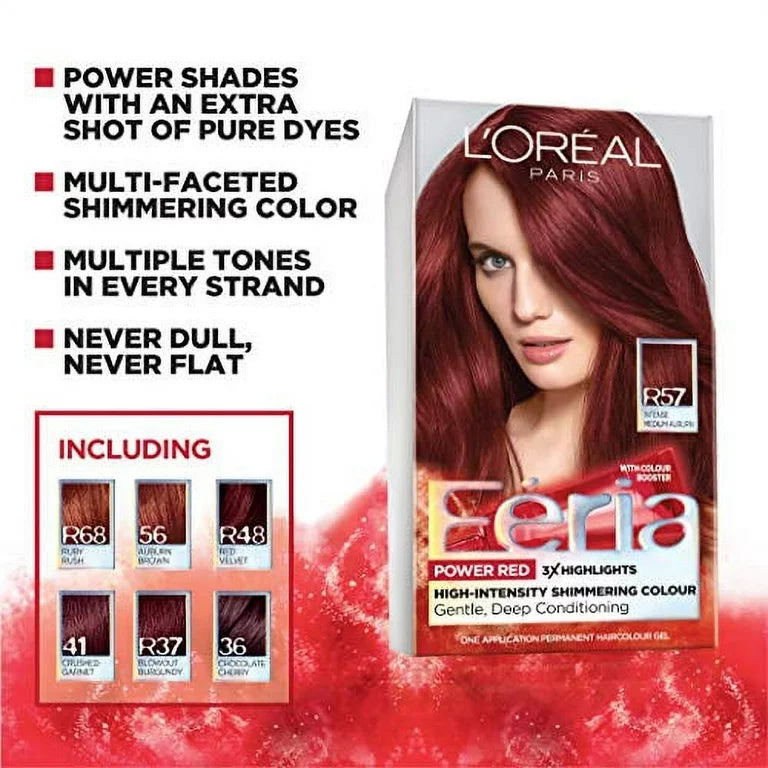 Feria Permanent Hair Color, R48 Red Velvet Intense Deep Auburn