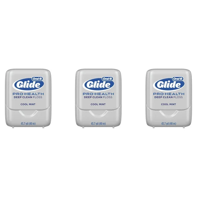 Glide Pro-Health Deep Clean Cool Mint Lightly Waxed Dental Floss, Value 3 Pack (40m Each)