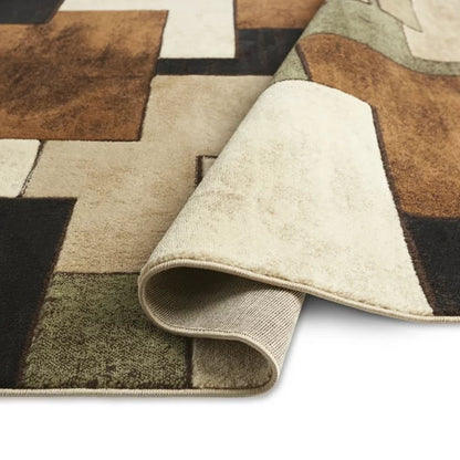 Tribeca Mason Contemporary Geometric Area Rug, Brown/Green, 18.9"x31.5"