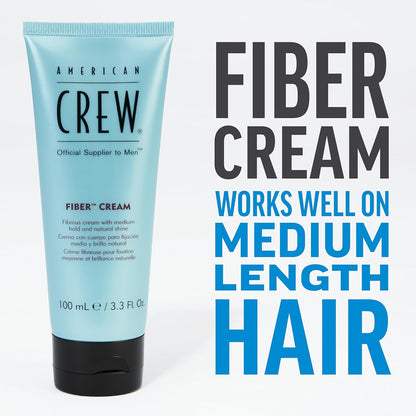 Crew Men's Fiber Cream, Like Hair Gel with Medium Hold & Natural Shine, 3.3 Fl Oz