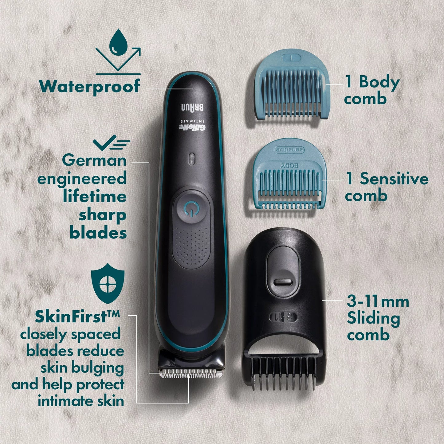 Hair Trimmer for Men, Intimate Electric Pubic  Waterproof Body Groomer, Black