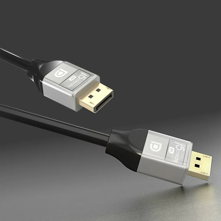 8K @ 60 Hz / 4K @ 120 Hz, 32.4Gbps DisplayPort Cable for TVs, laptops, monitors, graphic cards, 6.6 ft, JDC43