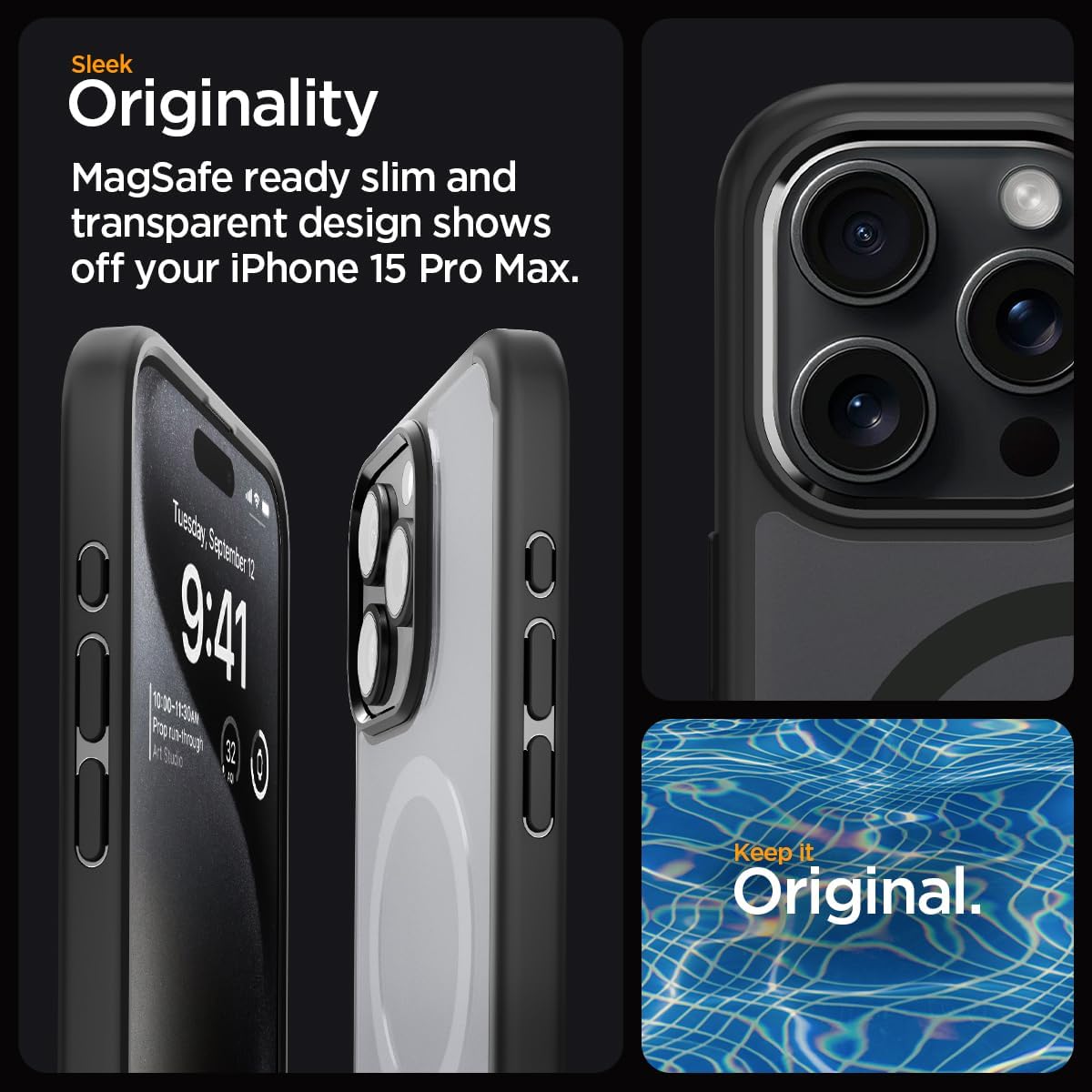 Magnetic Ultra Hybrid MagFit Designed for iPhone 15 Pro Max Case, [Anti-Yellowing] [Military-Grade Protection] Compatible with MagSafe (2023) - Frost Black