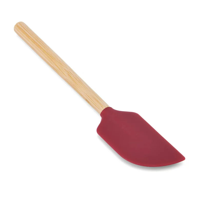 Bamboo Handle with Red Scraper Spatula Top