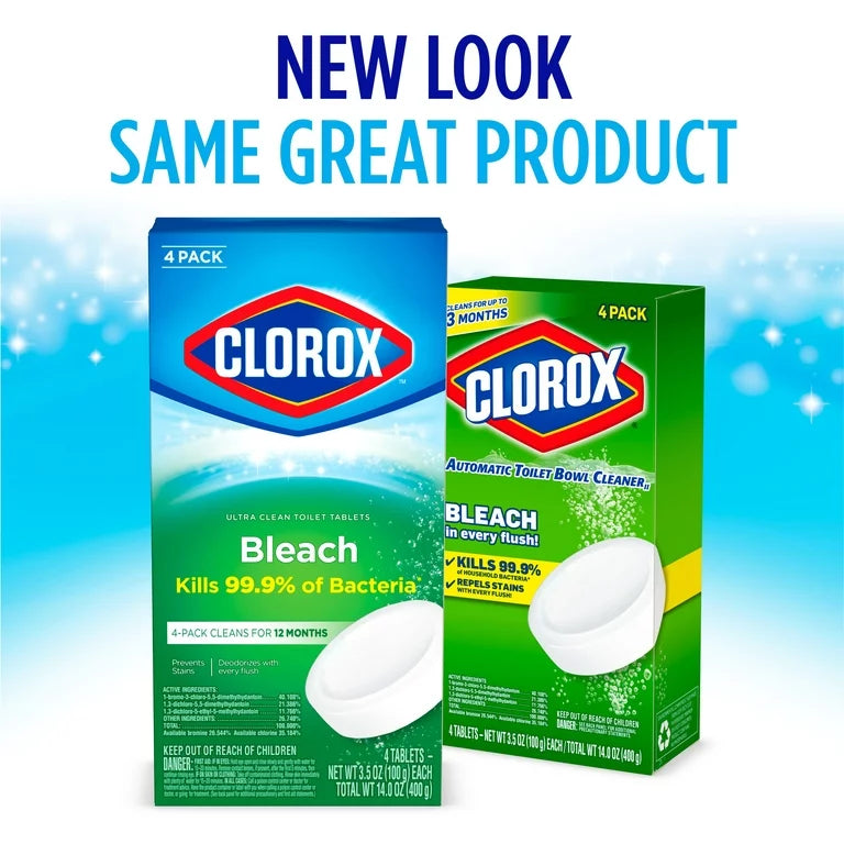 Bleach Automatic Toilet Bowl Cleaner Tablets, 4 Pack