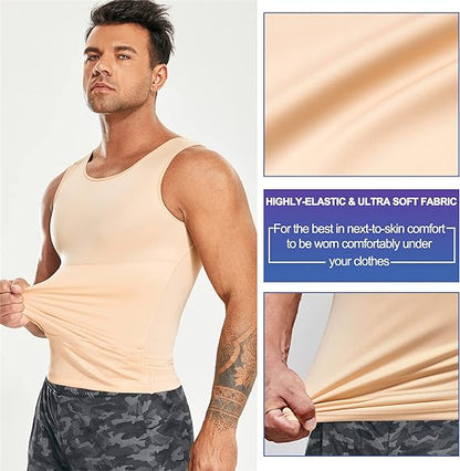 Mens Compression Shirt Slimming Body Shaper Vest Workout Tank Tops Abs Abdomen Undershirts