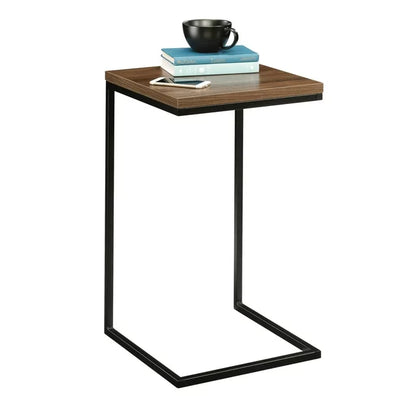 C-Shape Metal End Table, Canyon Walnut Finish