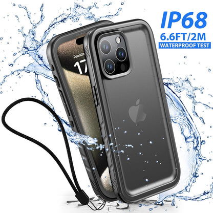 iPhone 15 Pro Max Case Waterproof - Built in Screen Protector [IP68 Underwater][6.6FT Military Dropproof][Dustproof][Shockproof] Full Body Protective Phone Case 6.7" Black