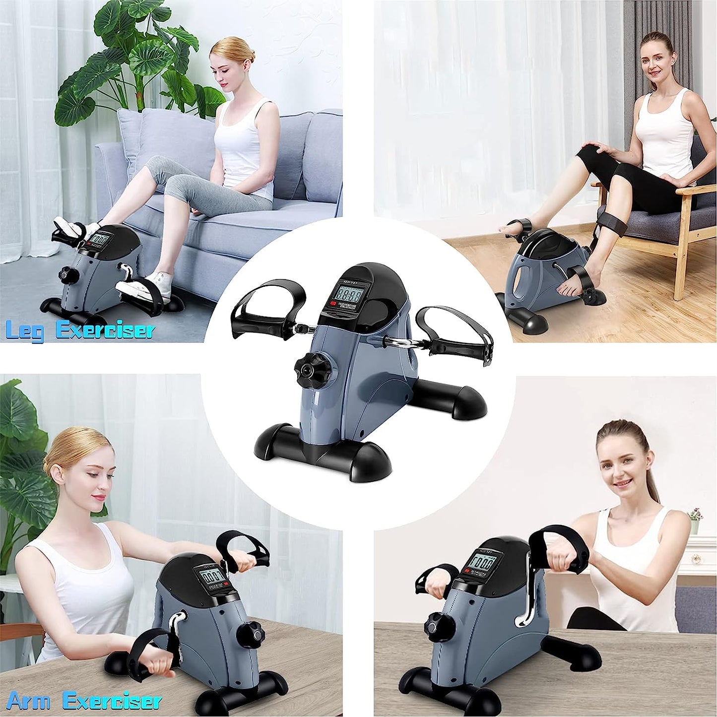 Mini Exercise Bike,  Under Desk Bike Pedal Exerciser Portable Foot Cycle Arm & Leg Peddler Machine with LCD Screen Displays