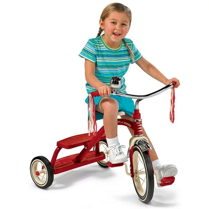 Classic Red Dual Deck Tricycle, 12" Front Wheel, Red