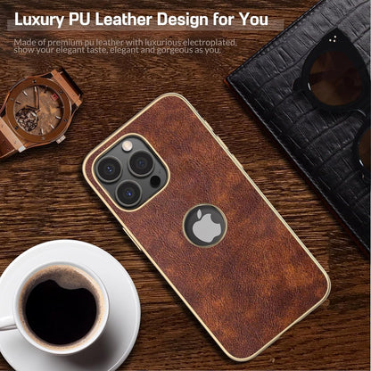 iPhone 15 Pro Max Case, Vintage Leather Thin Slim Luxury PU Soft Flexible Bumper Non-Slip Grip Anti-Scratch Protective Cover Men Women Phone Cases for iPhone 15 Pro Max 6.7" 2023 - Brown