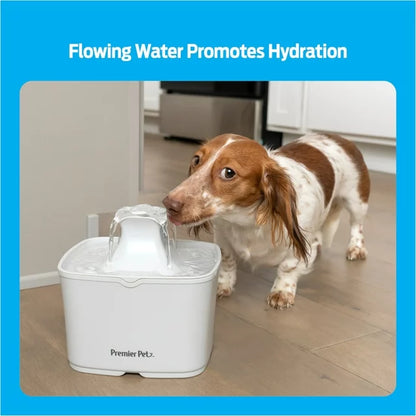 60 oz. Pet Fountain- Automatic water fountain for cats & small dogs, fresh, filtered water, promotes hydration, adjustable water flow, sleek, compact, easy to clean, filters included