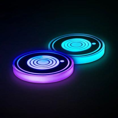 2 Pack Multi-Color LED Cup Holder Light, Universal Car Compatibility, Smart Sensor