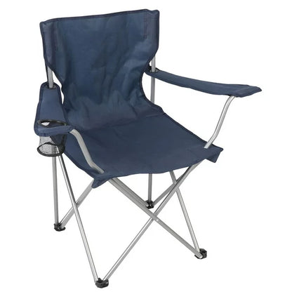 Basic Quad Folding Camp Chair with Cup Holder, Blue, Adult use