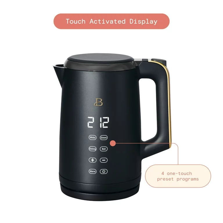 1.7-Liter Electric Kettle 1500 W with One-Touch Activation, Black Sesame by Drew Barrymore