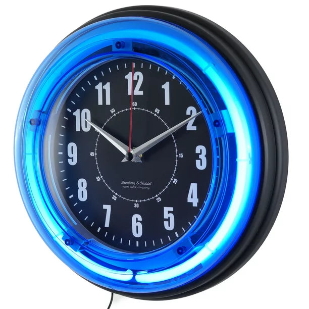 11" Vibrant Blue Neon Analog Wall Clock