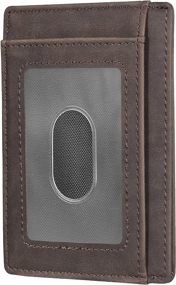 Front Pocket Minimalist Leather Slim Wallet RFID Blocking Medium Size