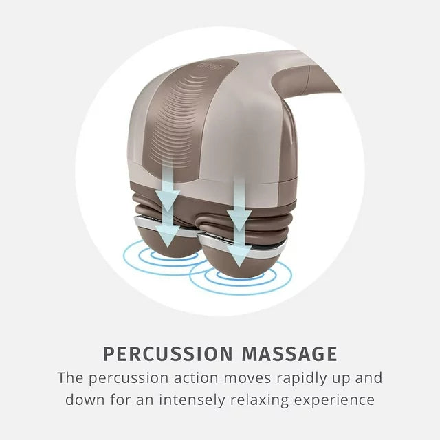 Percussion Action Massager with Heat and Dual Pivoting Heads