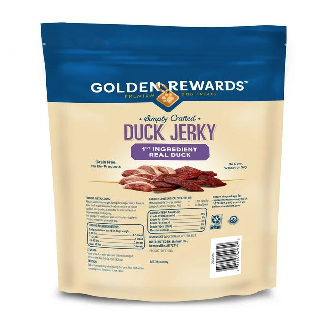 Duck Flavor Premium Jerky Dry Training Treats for All Dogs, 16 oz.