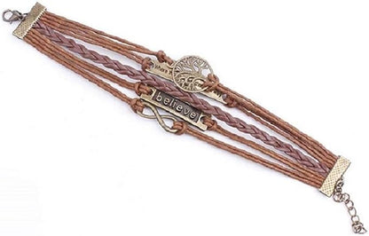 Retro Vintage Handmade Pu Leather Bracelet Wristlet Bangle Wrist Band Hand Chain Charm