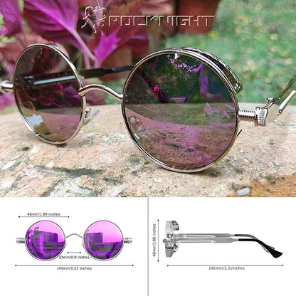 Gothic Steampunk Round Polarized UV400 Protection Sunglasses Unisex Street Outdoor