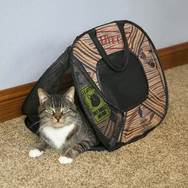 SportPet Designs Cat Carrier with Zipper Lock- Foldable Travel Cat Carrier, 15"x20"x14", Cats and Kittens